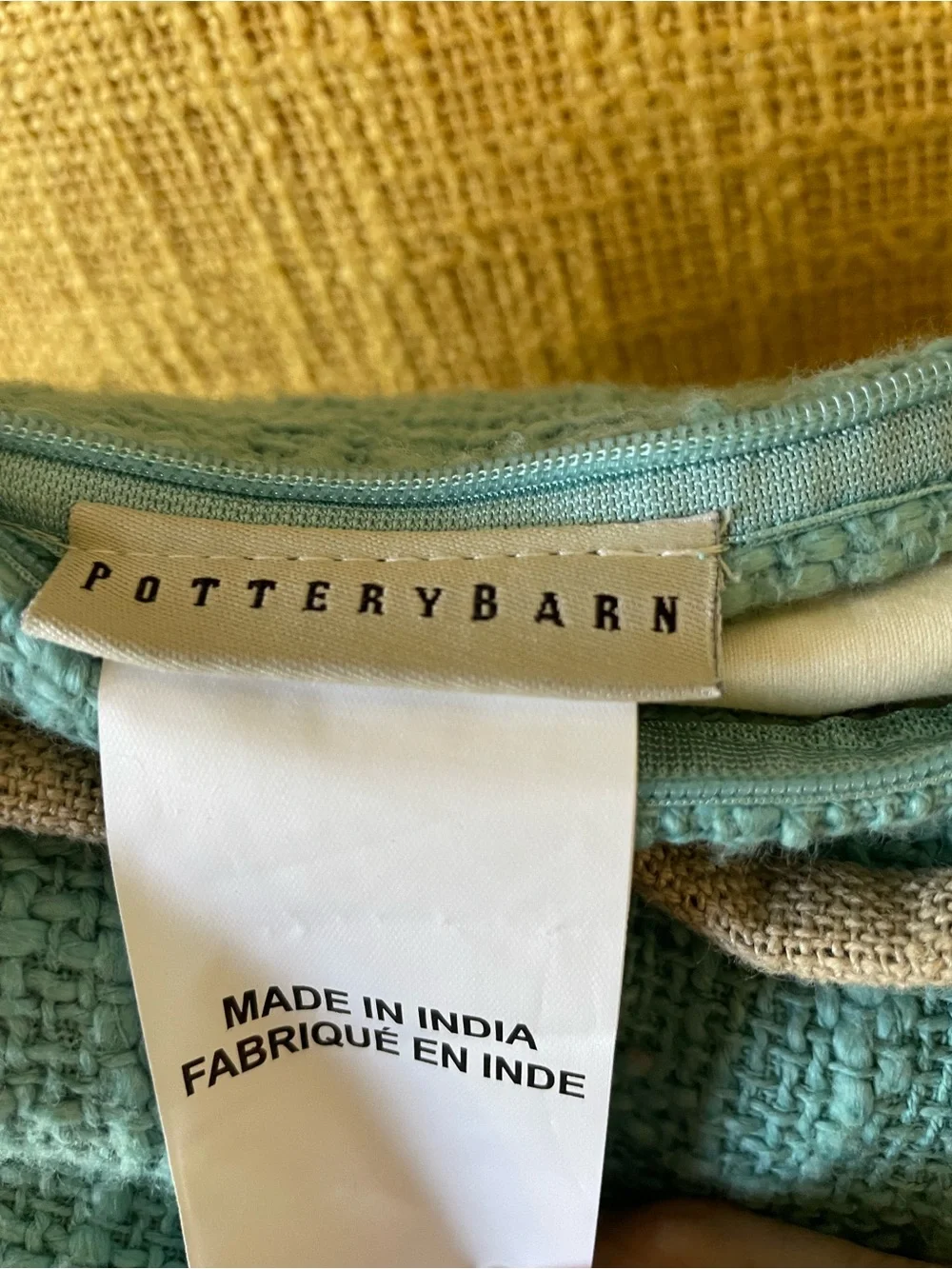 POTTERY BARN 20x20 Textured Throw Pillow Covers ONLY Set of 3 Yellow + Aqua |EUC